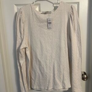 LOFT Cream Long Sleeve Tee